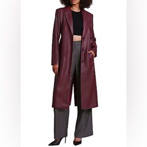 Women's Burgundy Leather Coat
